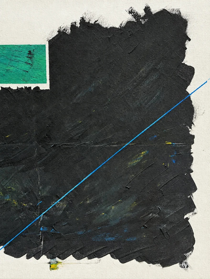 Die blaue Diagonale durchquert das Schwarz.