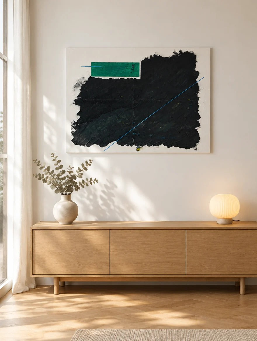 Restlicht über einem Sideboard aus Eiche (Visualisierung)